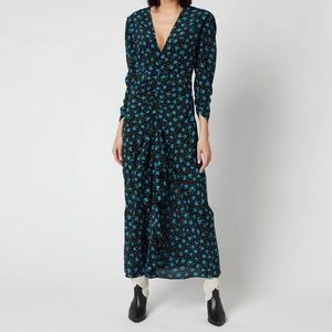 RIXO PALOMA BLUE Long Sleeve midaxi Dress Sz M